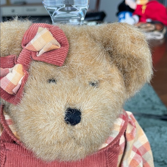 Plush Boyd’s Teddy Bear in Rust Corduroy Dress with Plaid Sleeves - Picture 2 of 7